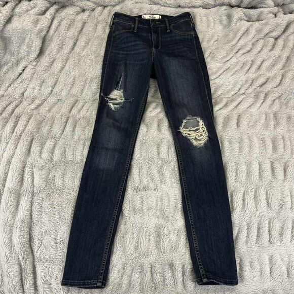 Hollister Jeans Womens 1R Curvy High Rise Jegging Skinny Distressed 24"x28" - Picture 1 of 7